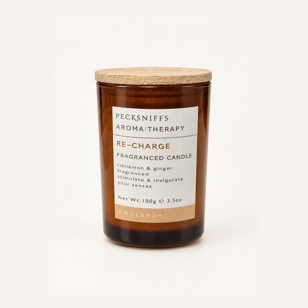 Pecksniffs Aroma:Therapy Re-Charge cinnamon and ginger candle 100g