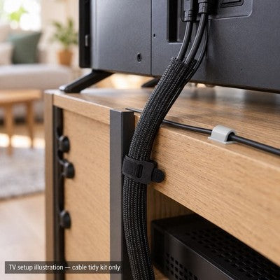 D-Line 15-Piece Cable Tidy Kit — Desk, TV & Gaming Cable Management