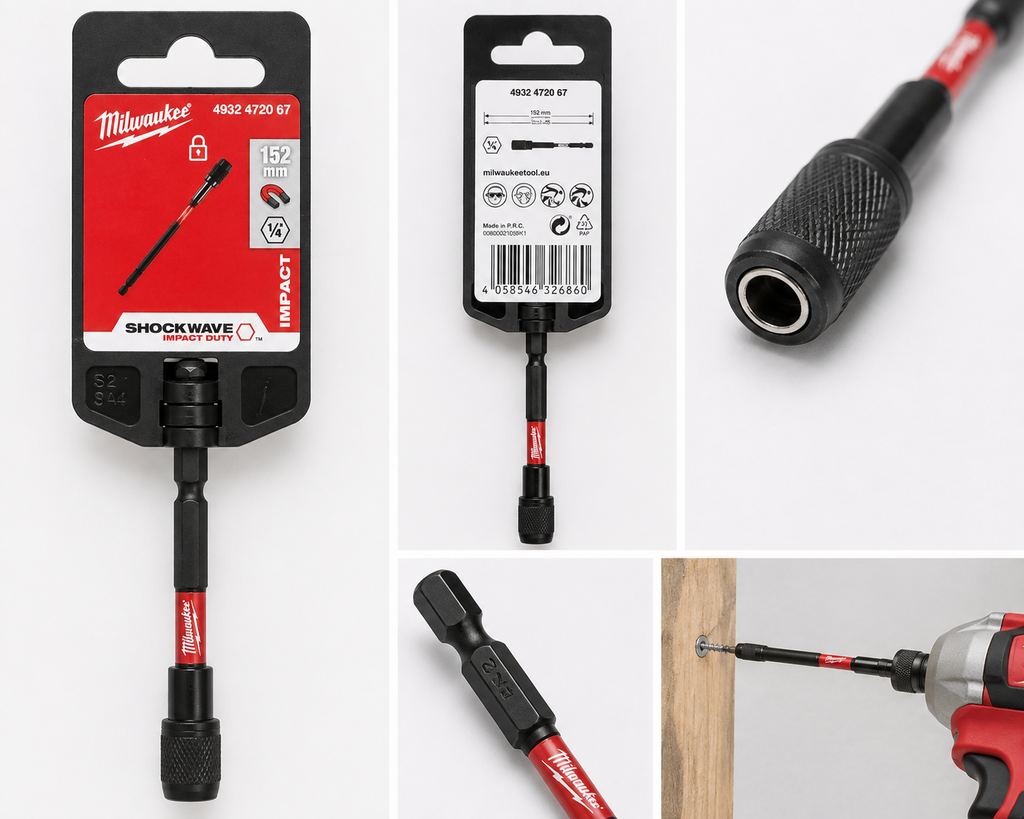 Milwaukee SHOCKWAVE 152mm Magnetic Impact Bit Holder – 4932472067