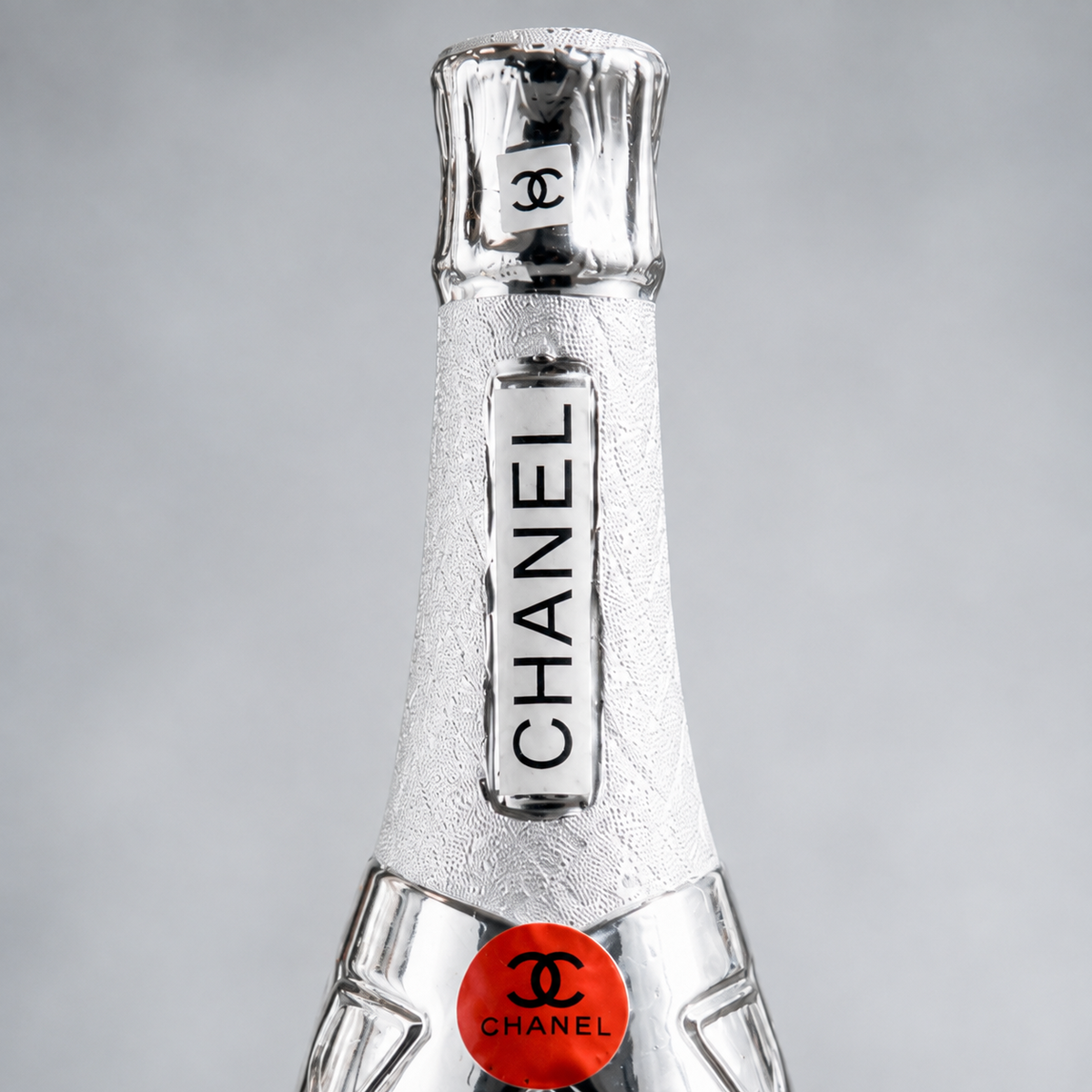 Decorative Champagne Bottle Style Ornament Silver Display Piece Gift Boxed