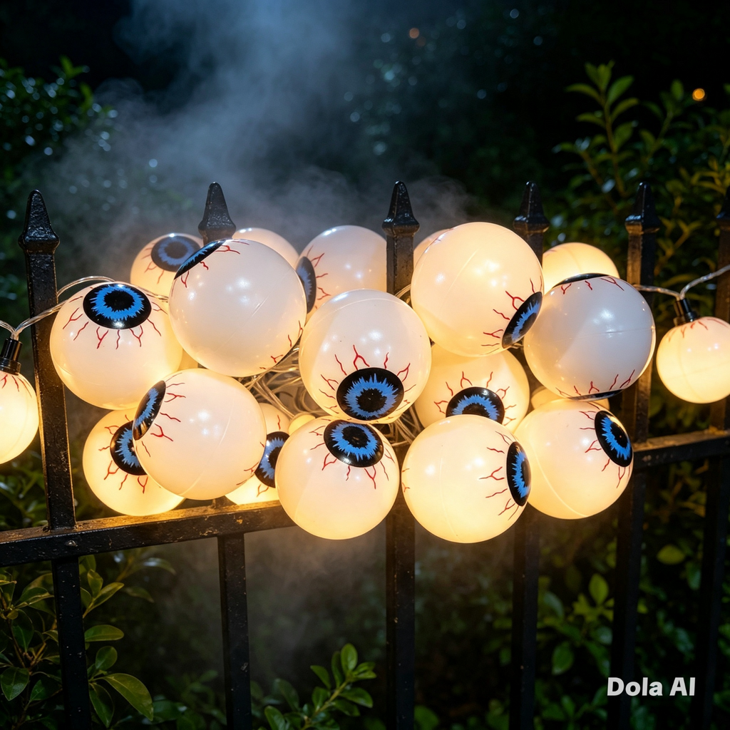 Spooky Eyeball String Lights – Battery Operated – Halloween Party – Indoor