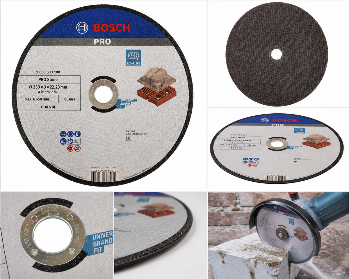 Bosch PRO Stone Cutting Disc 230mm x 3mm x 22.23mm Angle Grinder Masonry
