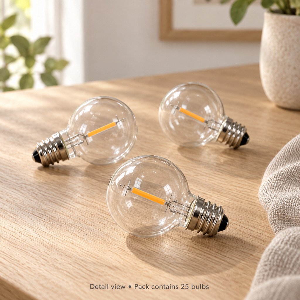 25x G40 LED Replacement Bulbs E12 Screw Warm White 220-240V Festoon Lighting