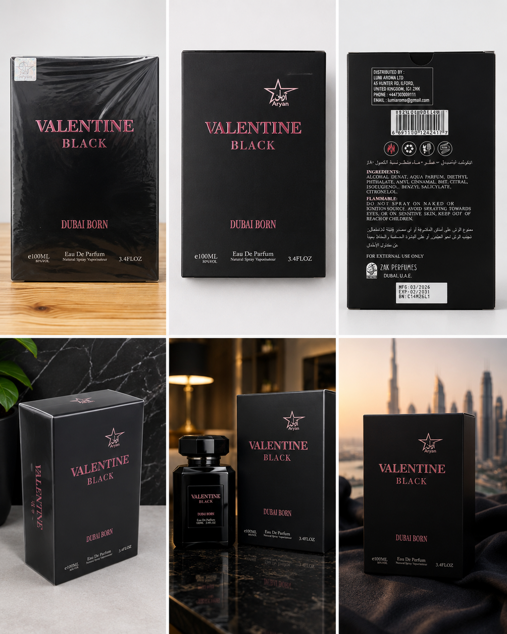 Valentine Black Dubai Born Eau de Parfum 100ml EDP Brand New Sealed