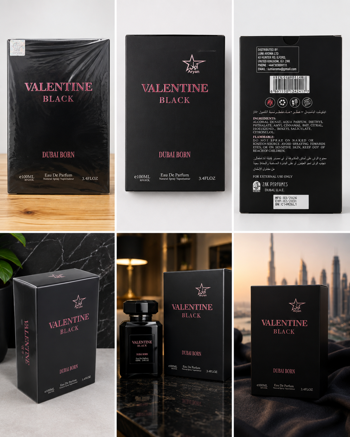 Valentine Black Dubai Born Eau de Parfum 100ml EDP Brand New Sealed