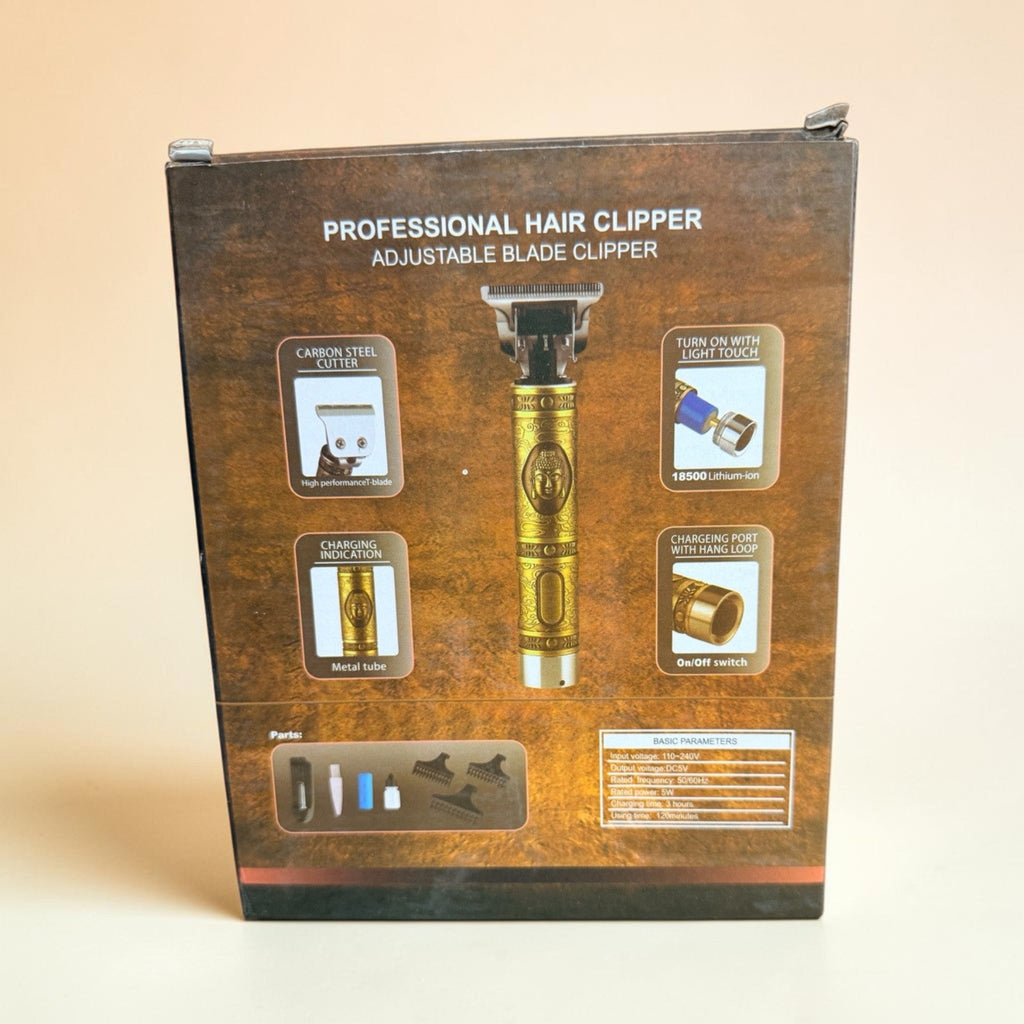 WS-T99 Professional Hair Clipper – Gold Buddha Design – USB Rechargeable – New