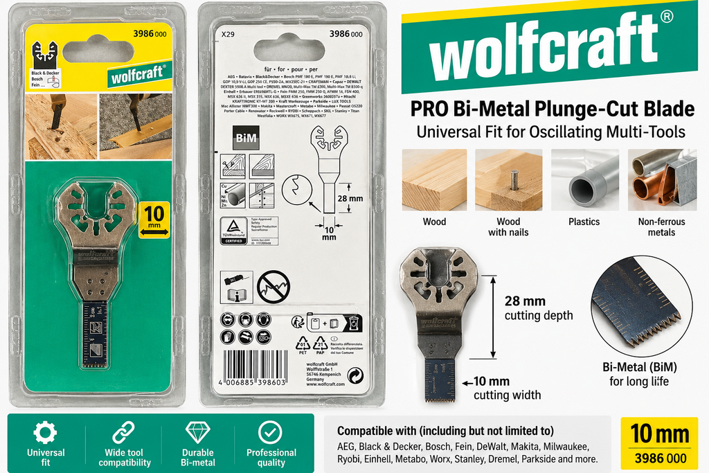 Wolfcraft 3986000 PRO BiM Plunge-Cut Blade – 10mm