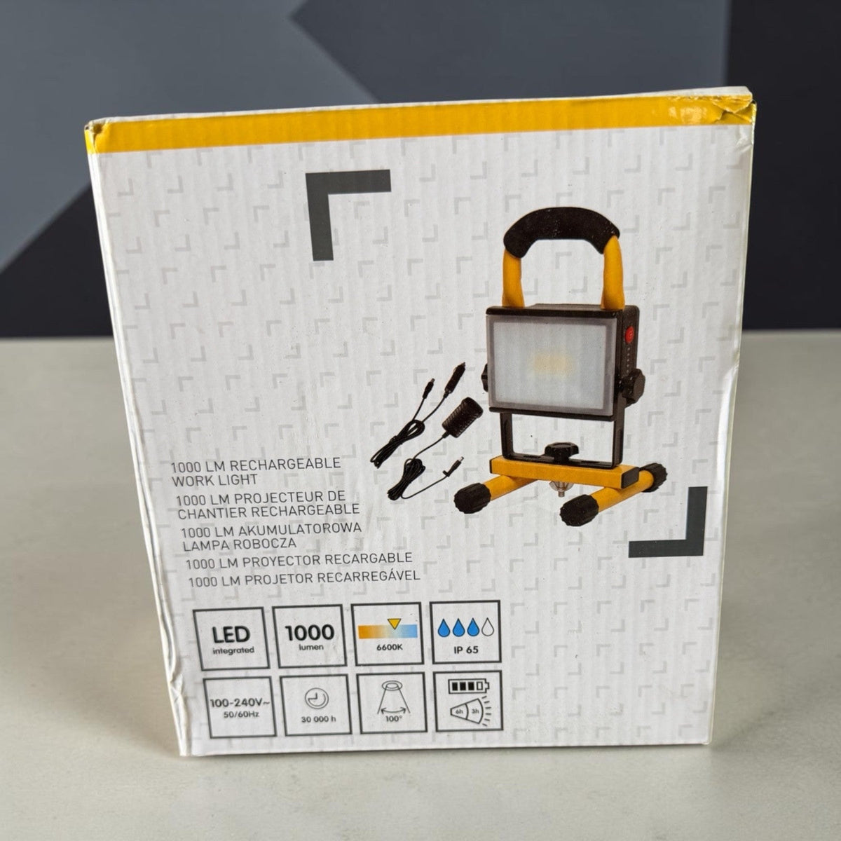 1000LM Rechargeable LED Work Light IP65 Waterproof Portable Floodlight 6600K