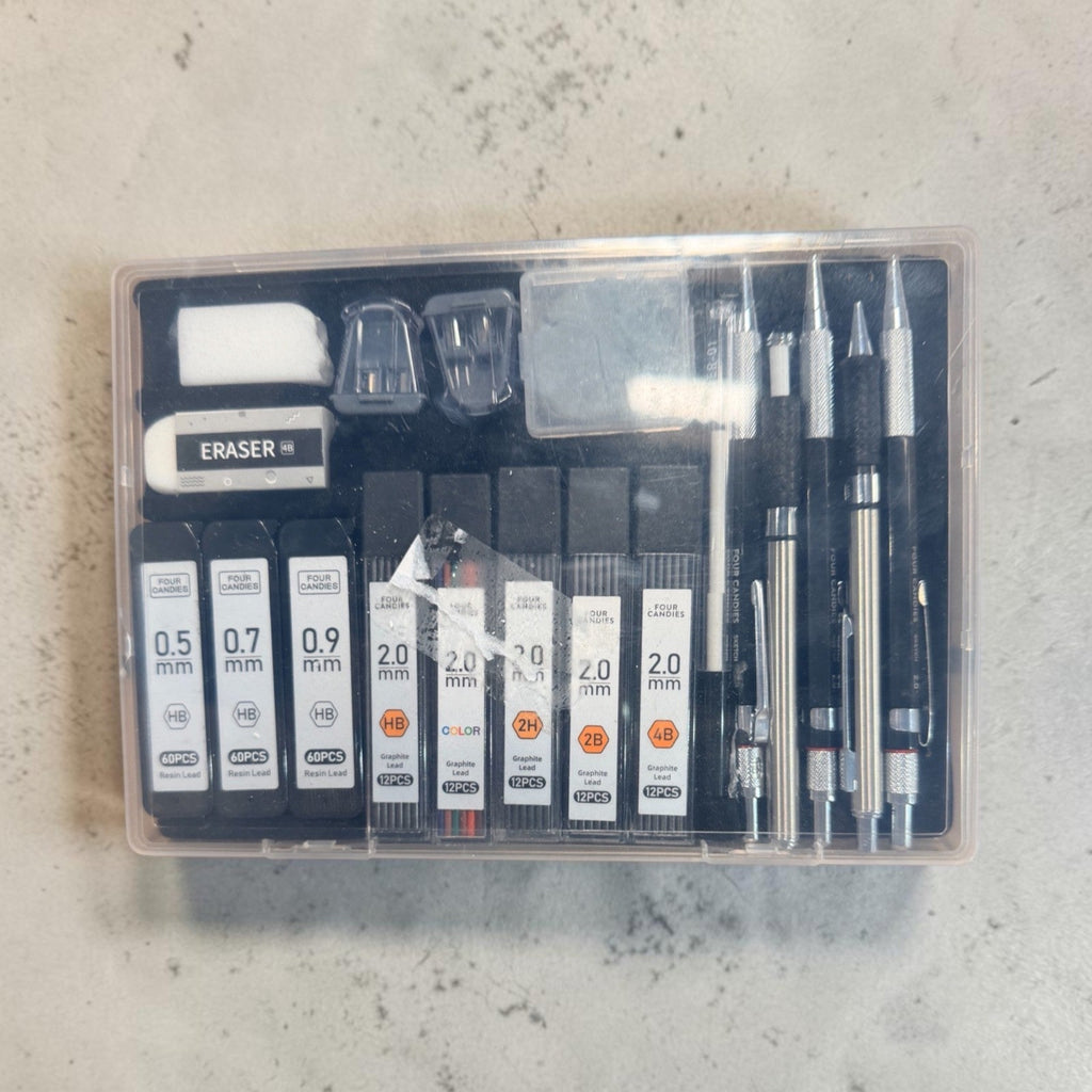 FOUR CANDIES Mechanical Pencil Set with Leads and Case