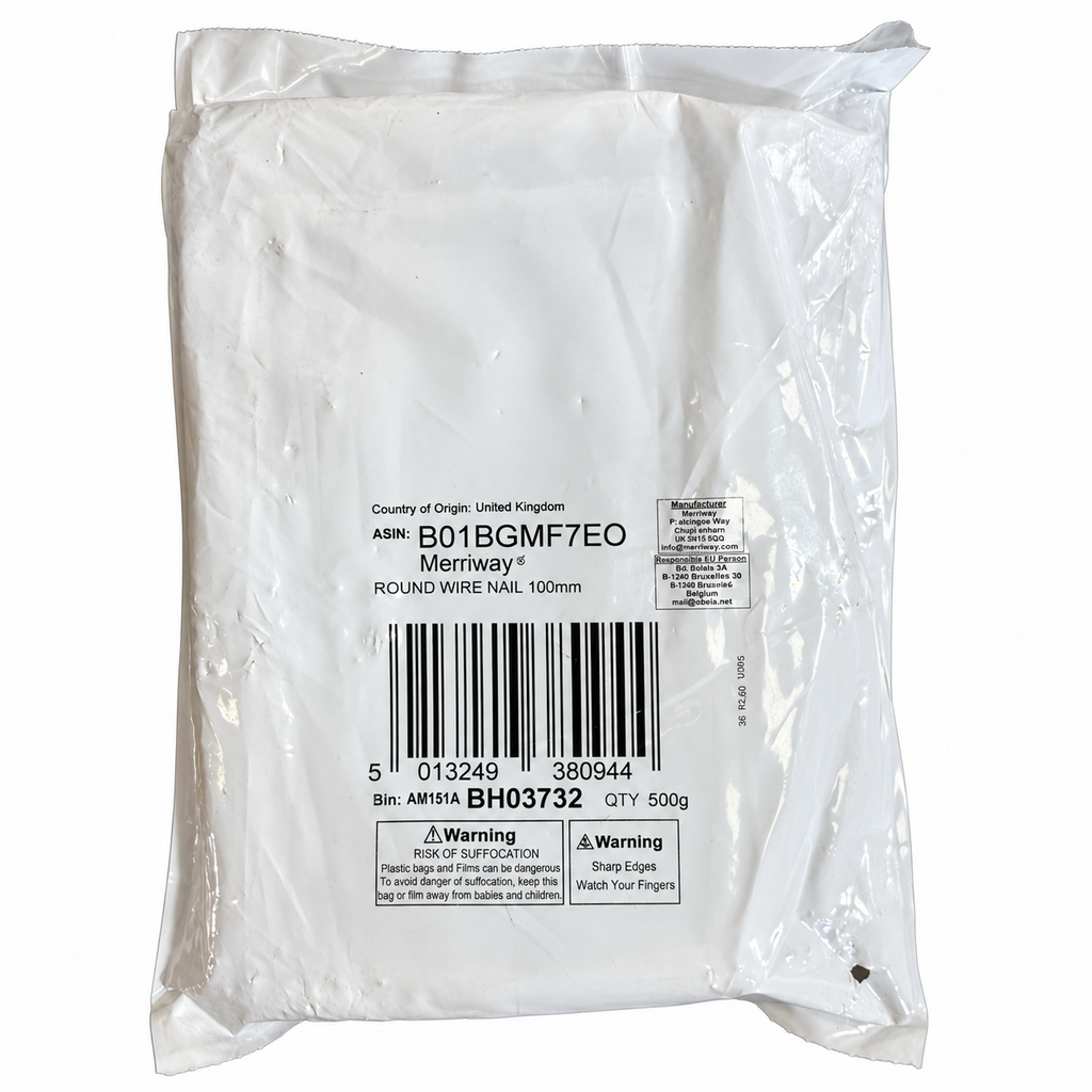 Merriway BH03732 Round Wire Nails – 100mm, 500g