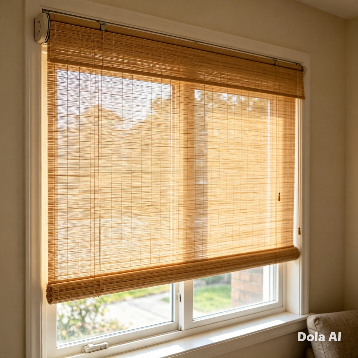 Natural Bamboo Roller Blind – 60cm (W) x 180cm (D) – Light Filtering, Easy Fit,