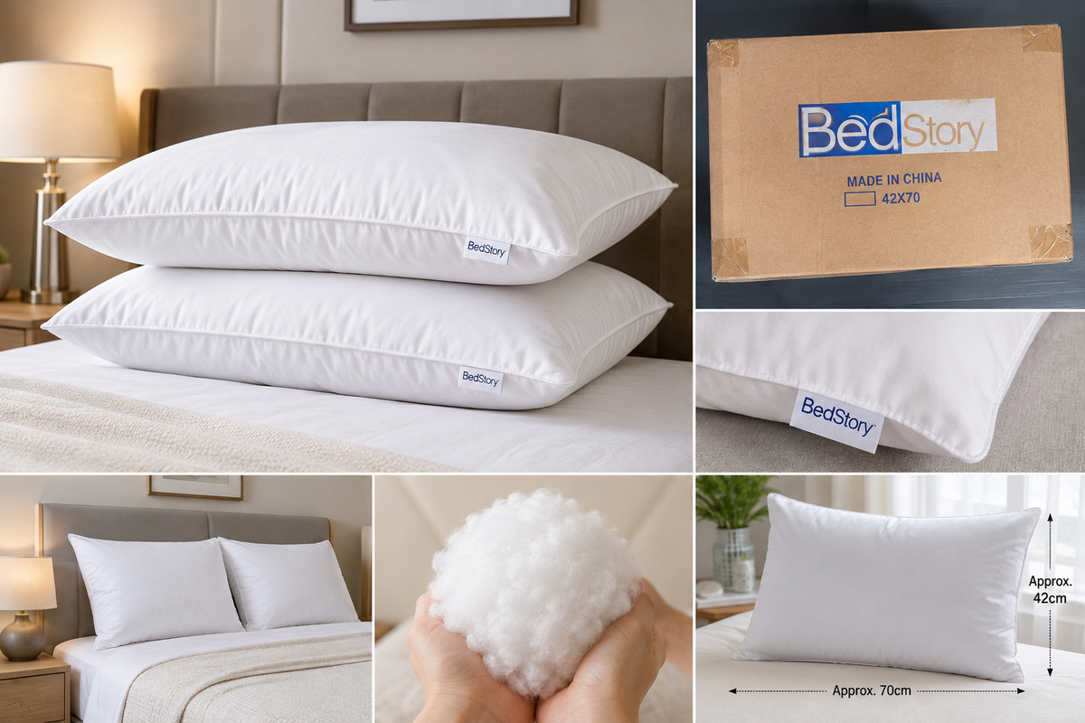 BedStory 2 Pack Hotel Quality Pillows 42x70cm Down Alternative Hypoallergenic