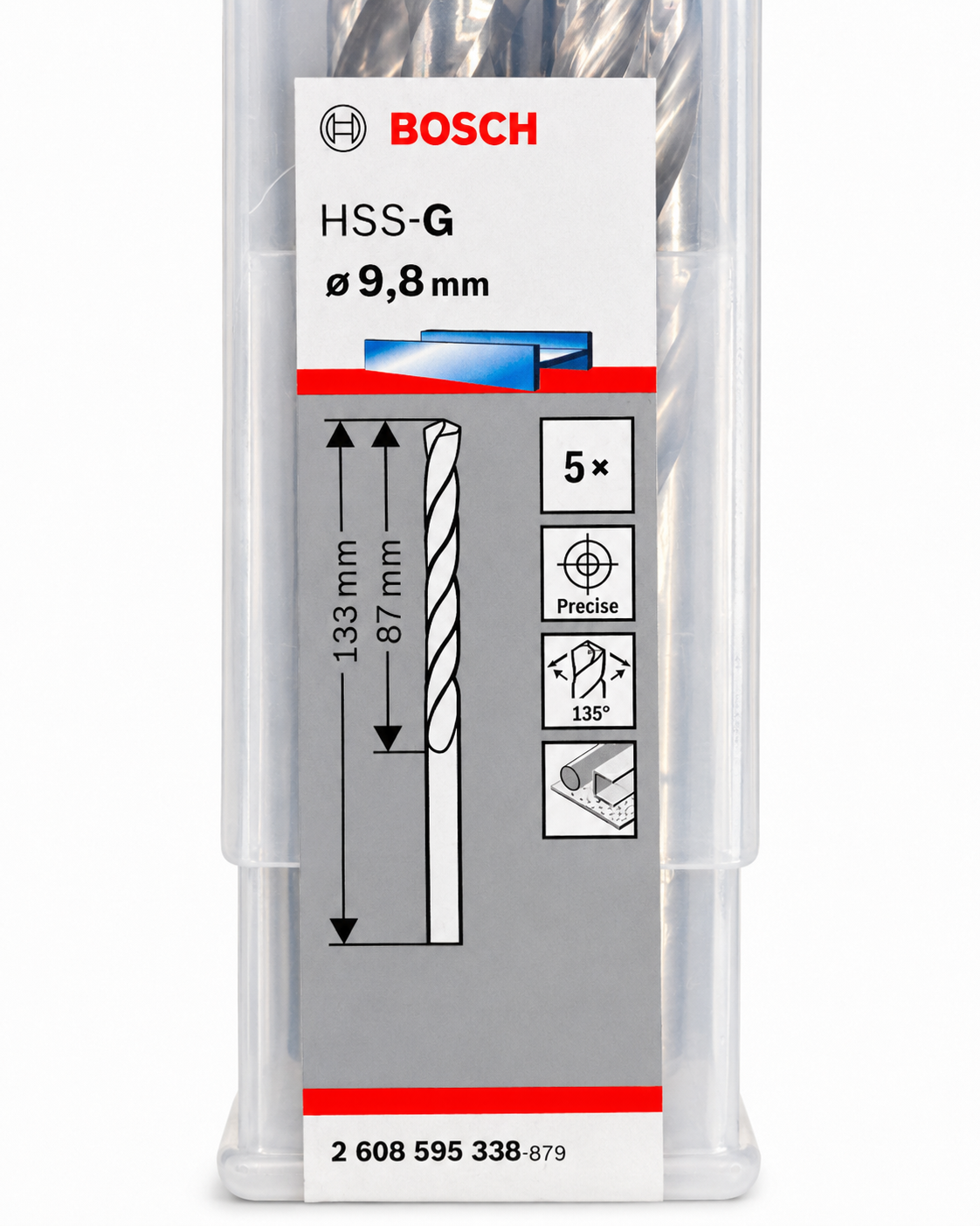 Bosch HSS-G Metal Drill Bits – 9.8mm, Pack of 5