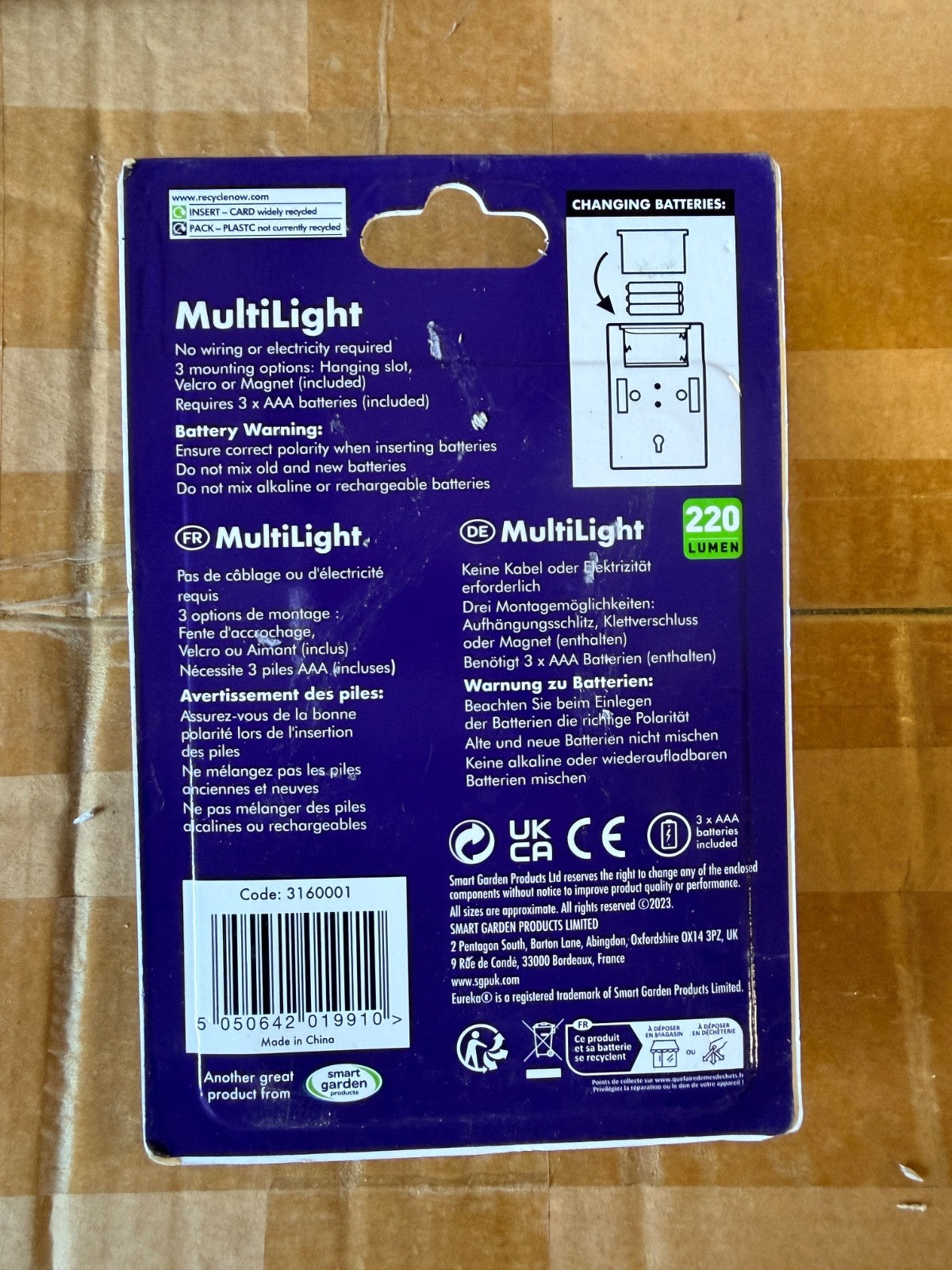 Eureka MultiLight 220-Lumen Battery LED Light – 3 Mounting Options