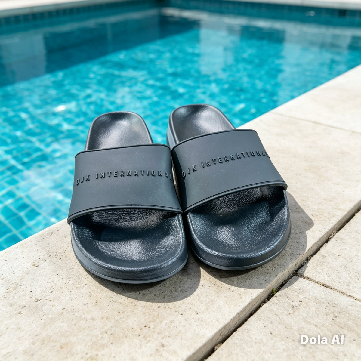 DJK International Black Pool Slides UK 9 EU 43 Waterproof Non-Slip New
