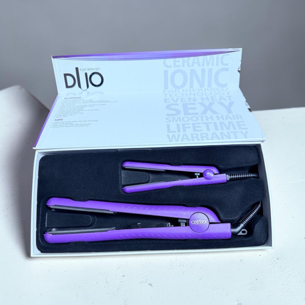 Cortex International Duo Flat Iron Set Purple Ceramic Hair Straighteners