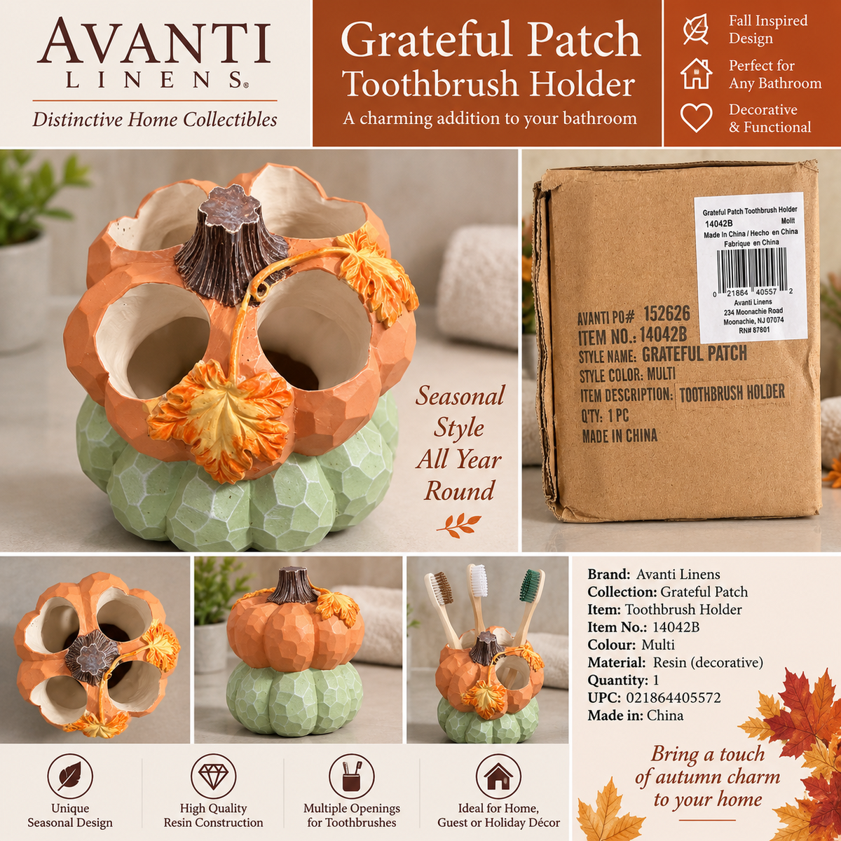 Avanti Grateful Patch Toothbrush Holder – 14042B