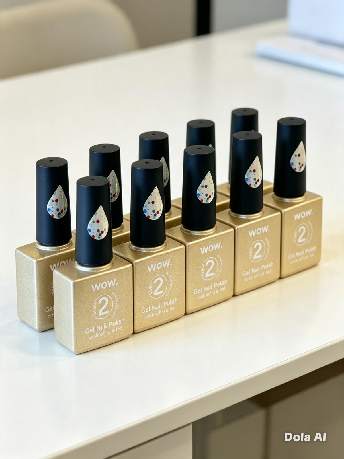WOW Gel Nail Polish – Colour 50 Gold Shimmer – Soak-Off UV/LED – Step 2 – 6 Bott