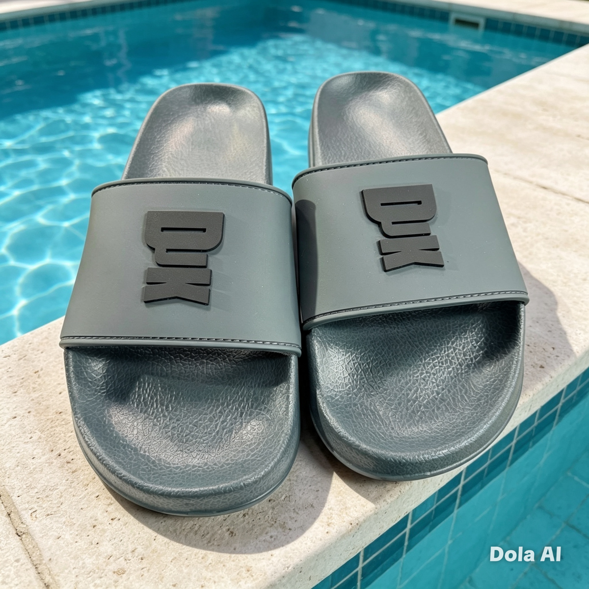 DJK International Grey Pool Slides UK 6 EU 39 Non-Slip Shower Sandals New