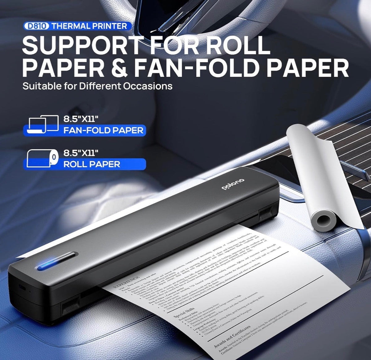 Polono D810 – High‑Performance Portable Printer | Bluetooth