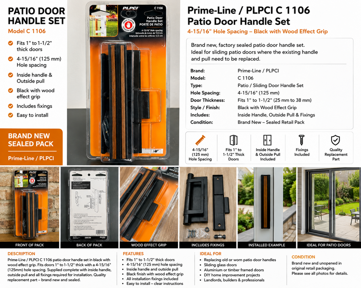 Prime-Line C1106 Patio Sliding Door Handle Set 4-15/16” 125mm New