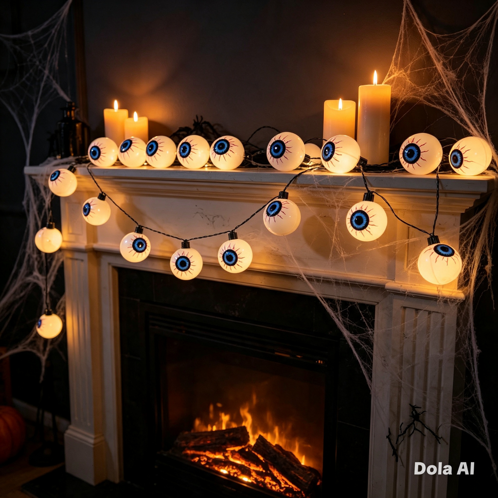 Spooky Eyeball String Lights – Battery Operated – Halloween Party – Indoor
