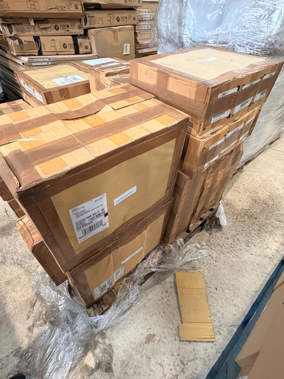 Boxed Ecoshot units on the pallet