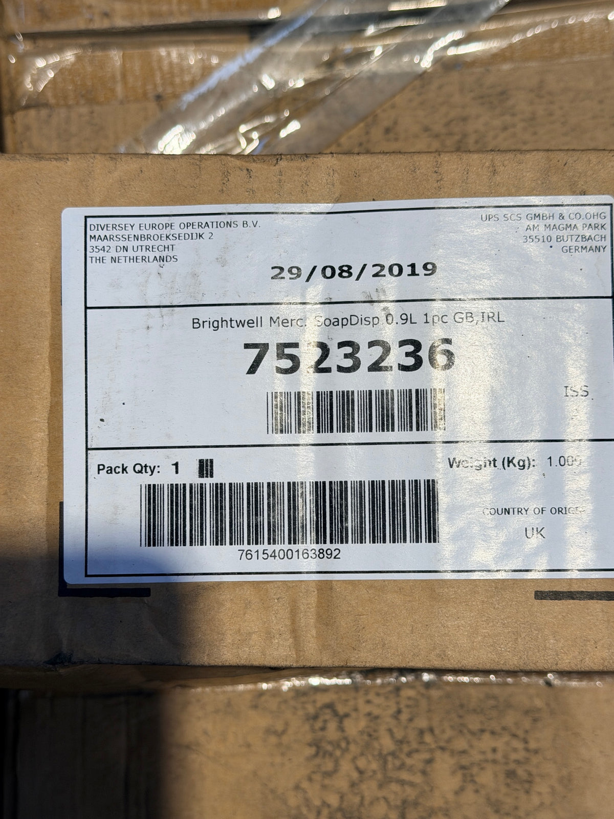 Box label – Brightwell Merc. SoapDisp 0.9L, 7523236