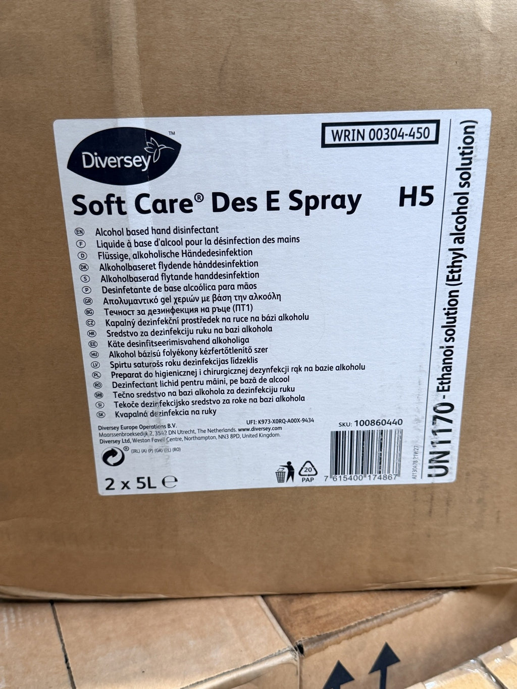 Diversey Soft Care Des E Spray H5 – actual stock photo 1