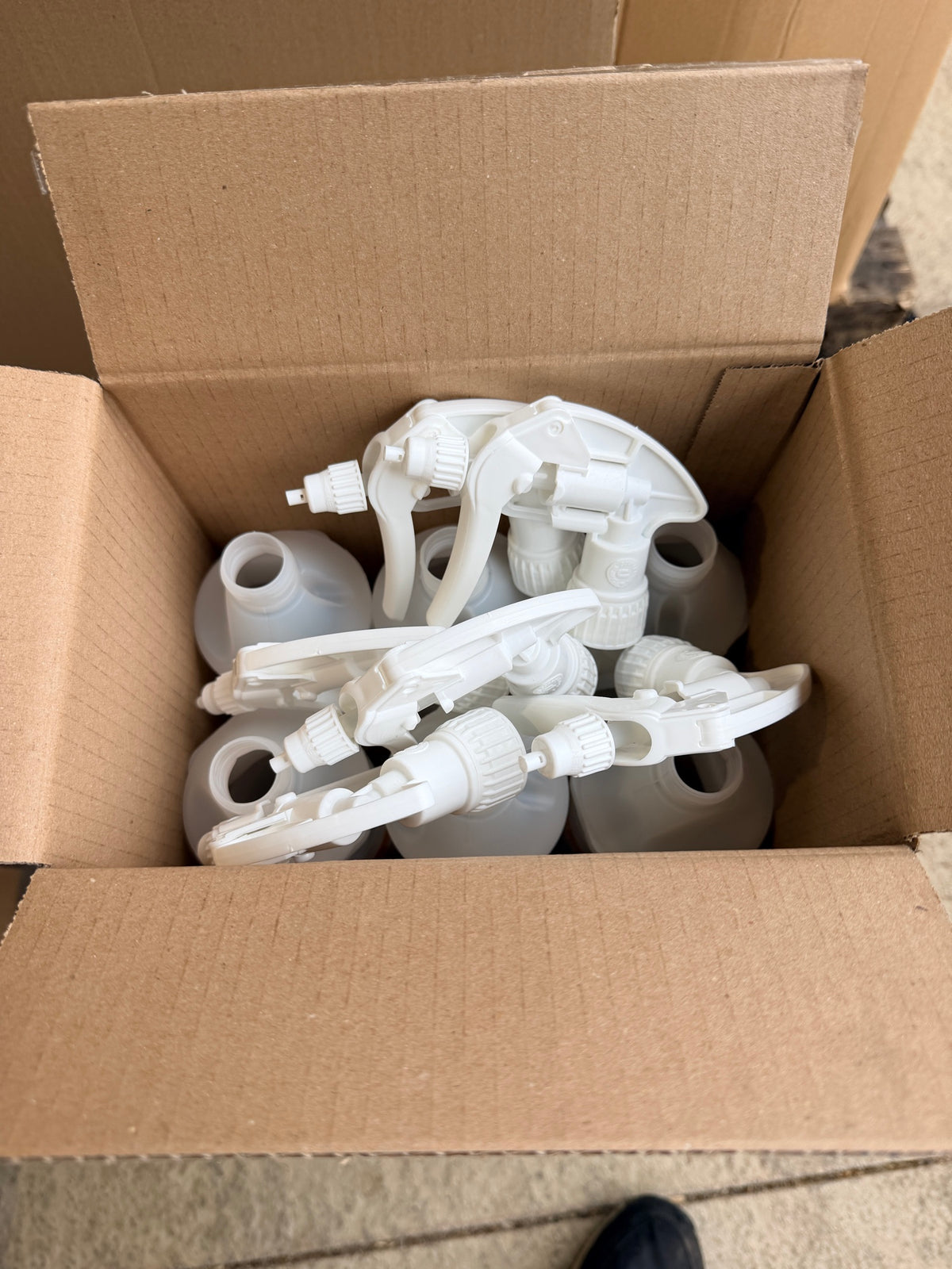 Box of 6 empty bottles with trigger sprayers