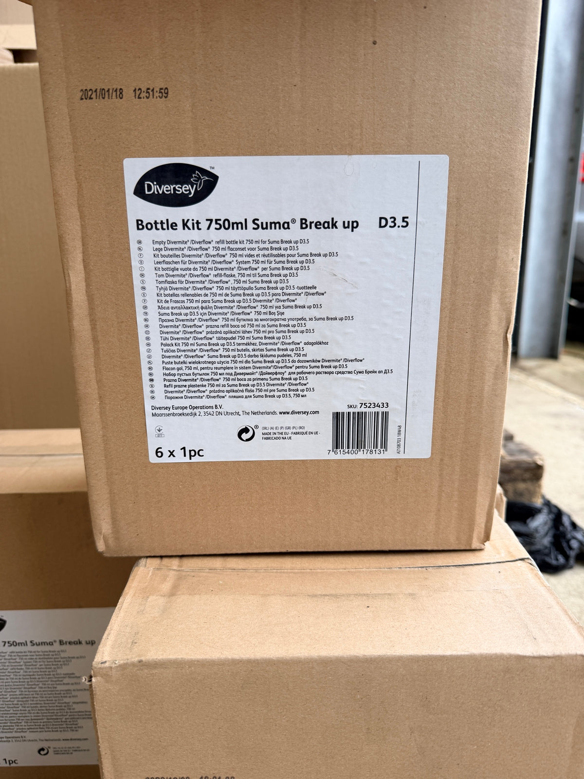 Diversey Bottle Kit 750ml Suma Break up D3.5 box label – 6 x 1pc