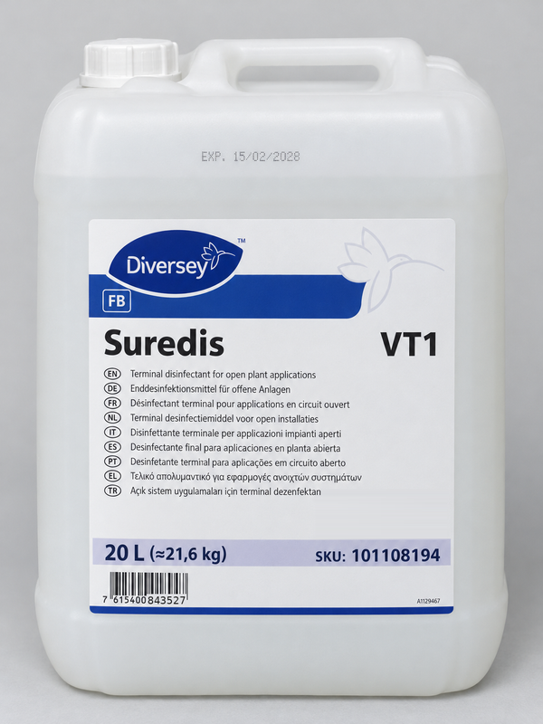 Diversey Suredis VT1 terminal disinfectant 20L drum – studio image