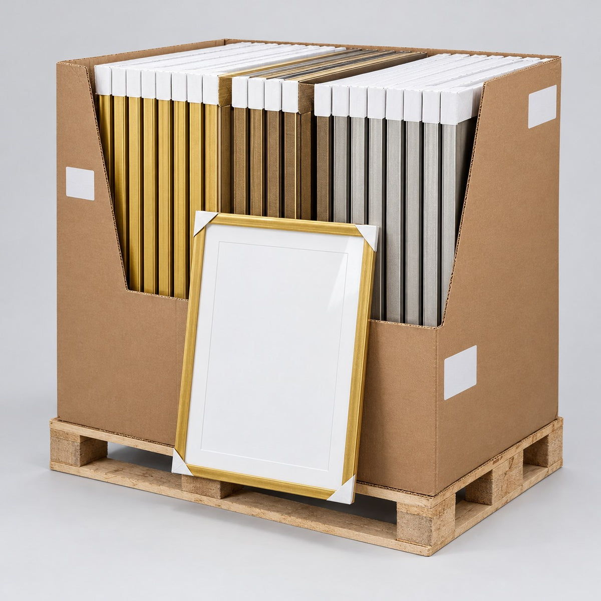 Dörr 50x70cm Poster Frames Pallet – Mailand Bronze & Gold + Milo Silver (Made in Italy) – studio illustration of the pallet