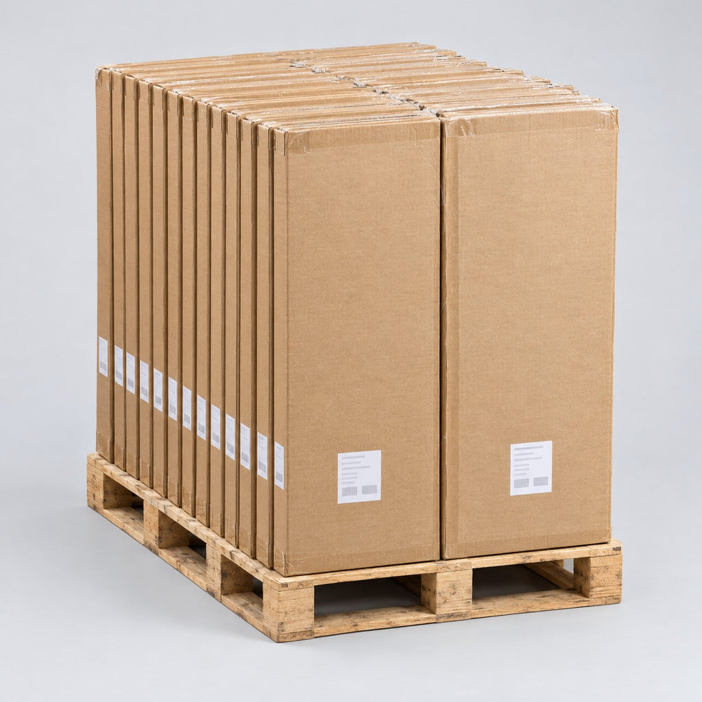 MCS Gallery Foundation 24x36" Black Poster Frames – Pallet of 18 – studio illustration of the pallet