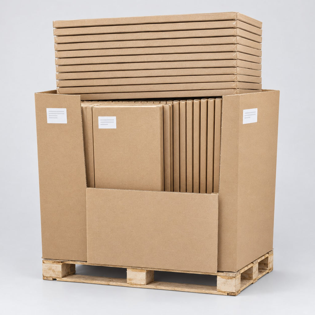 MCS Gallery Foundation 24x36" White Poster Frames – Pallet of 49 – studio illustration of the pallet