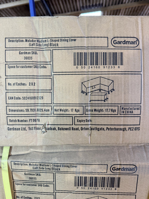 Gardman Modular Medium L-Shaped Dining Cover – box of 4 – actual stock photo 1