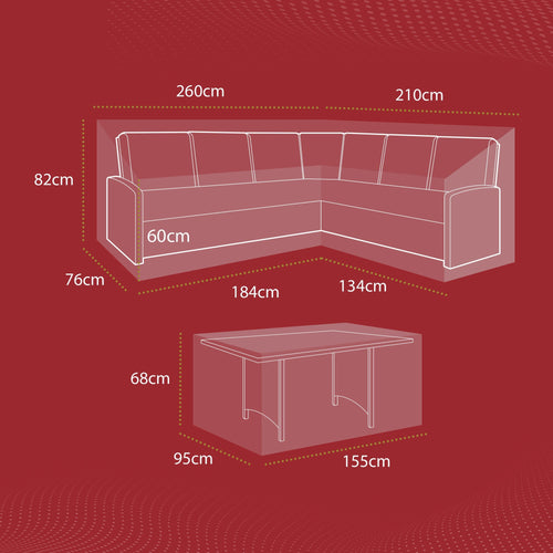 Gardman Modular Medium L-Shaped Dining Cover (Left Side Long) – dimensions – manufacturer library photo