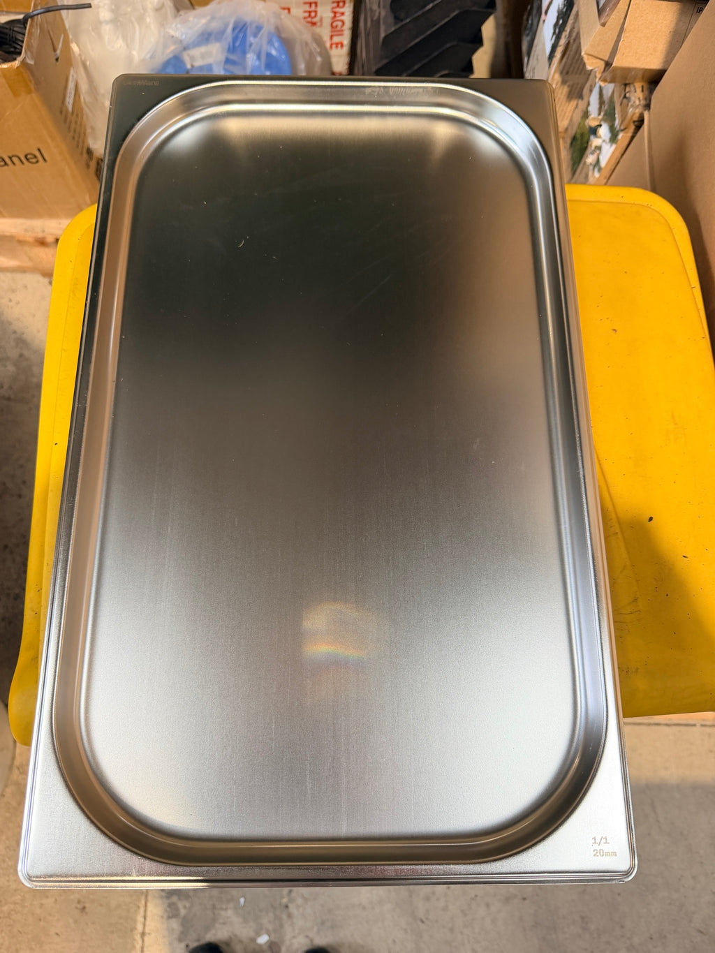 GenWare GN 1/1 20mm stainless gastronorm pan – top view