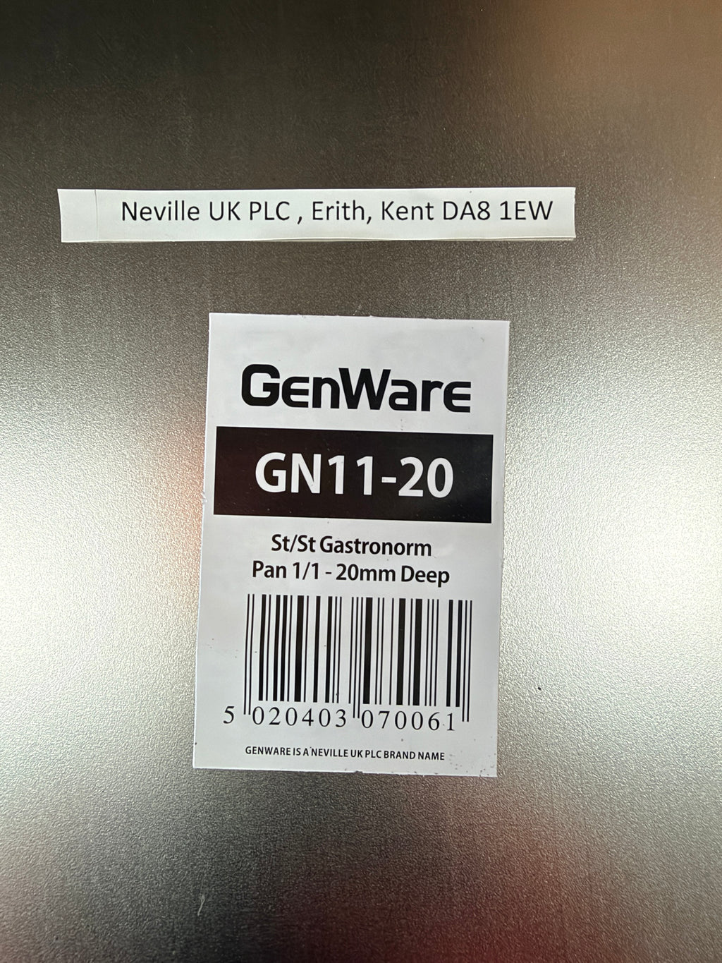GenWare GN11-20 pan label with barcode