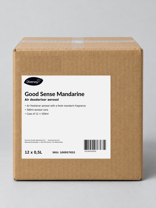 Diversey Good Sense Mandarine Air Deodoriser Aerosol 12 × 500ml – studio image of the case