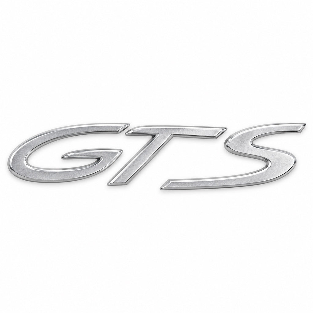 Silver-coloured aftermarket GTS badge set