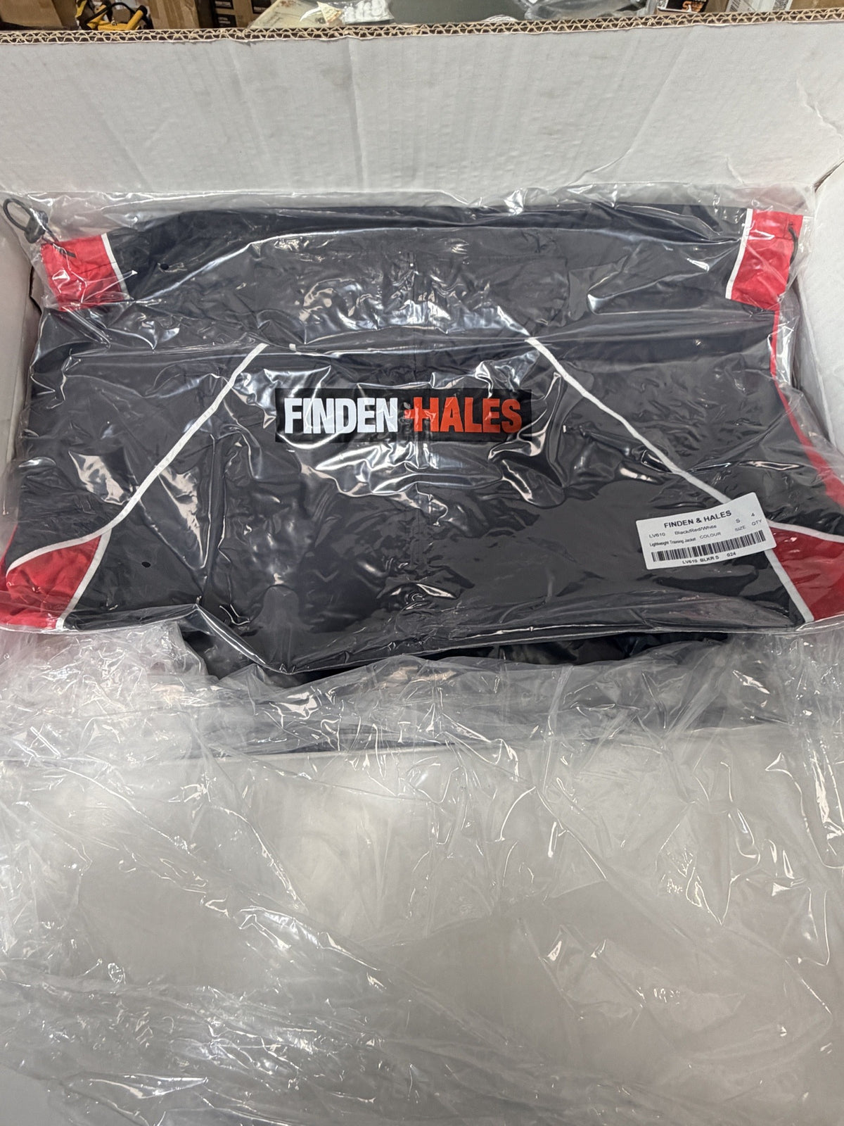 Finden & Hales LV610 jackets in their bags inside the box – actual stock