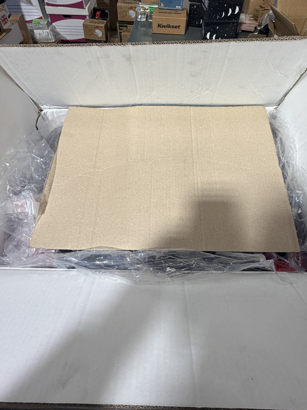 Open carton of Finden & Hales LV610 jackets – actual stock