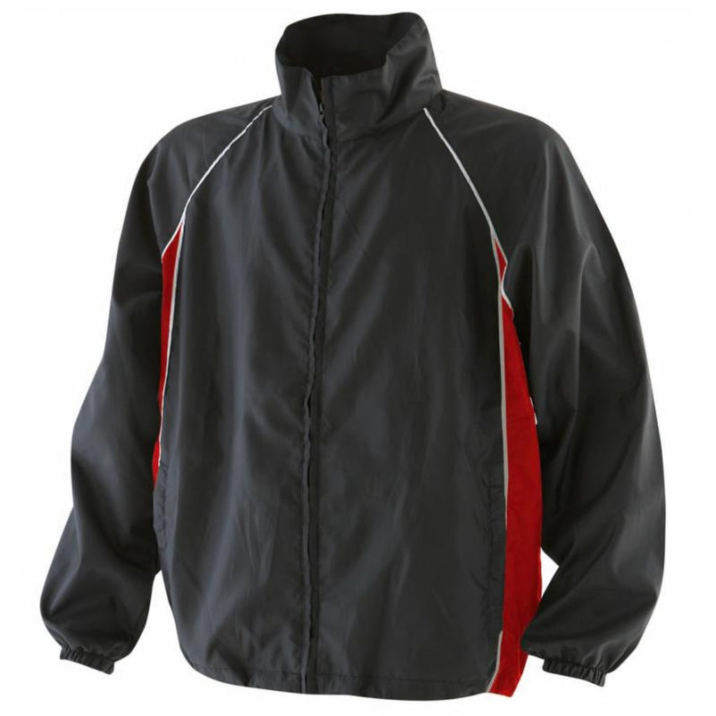 Finden & Hales LV610 lightweight showerproof training jacket, black/red/white – supplier photo