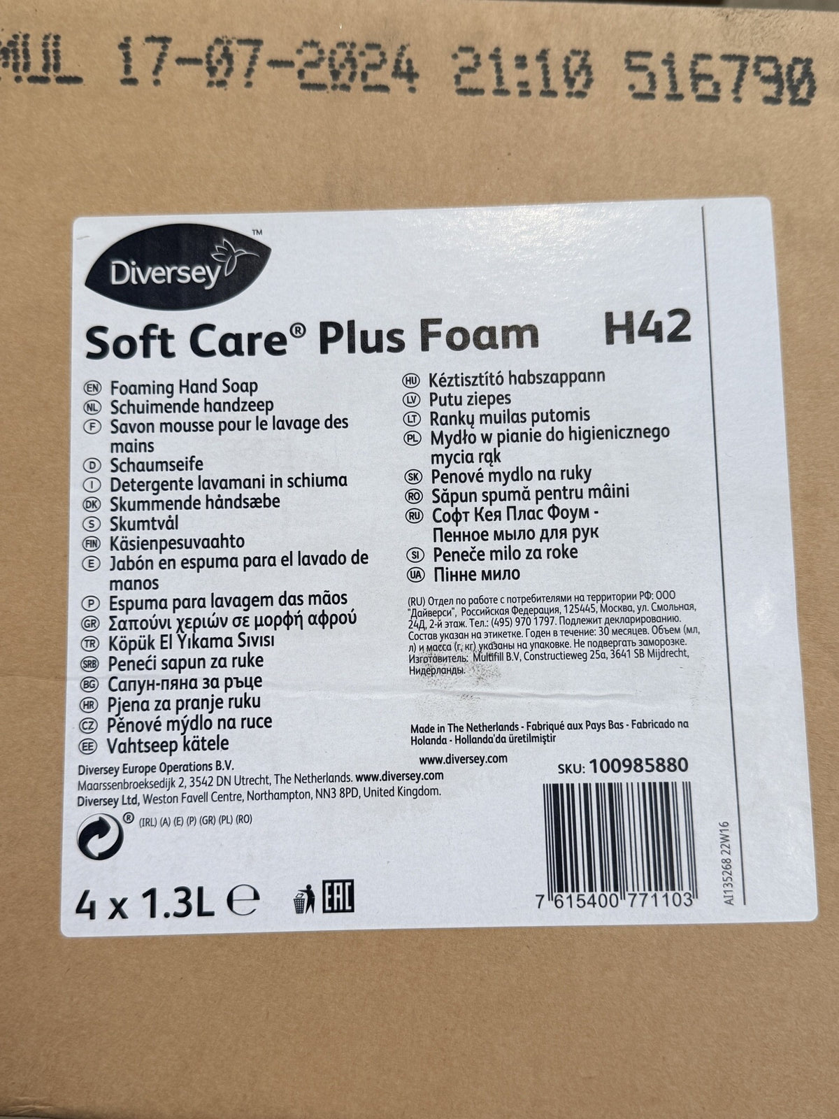 Diversey Soft Care Plus Foam H42 – actual stock photo 1