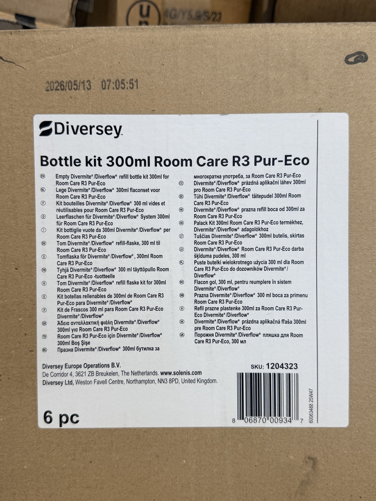 Diversey Bottle kit 300ml Room Care R3 Pur-Eco – actual stock photo 1