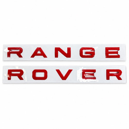 Gloss red aftermarket Range Rover lettering set on fitting stencil