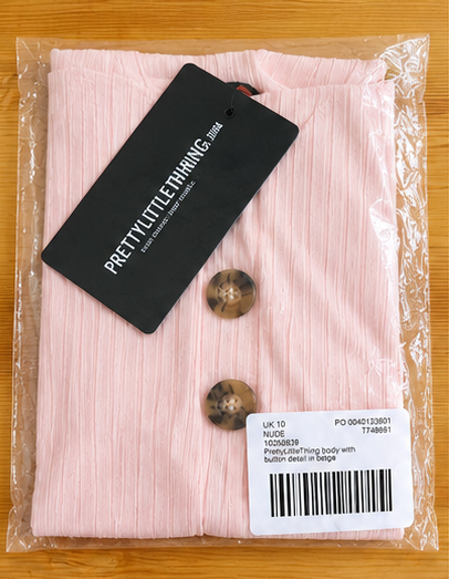 PrettyLittleThing Button-Detail Bodysuit – Pink – UK 10
