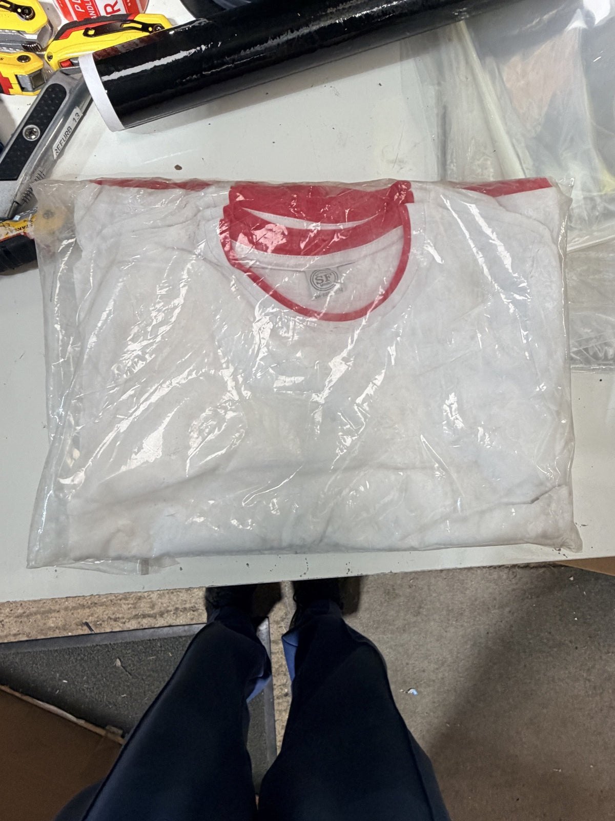 Sealed pack of SF Minni SM220 ringer T-shirts – actual stock