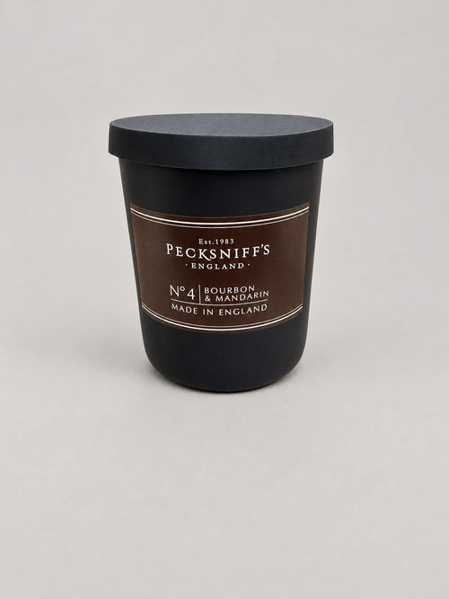 Pecksniff's No.4 Bourbon & Mandarin candle 100g – studio photo